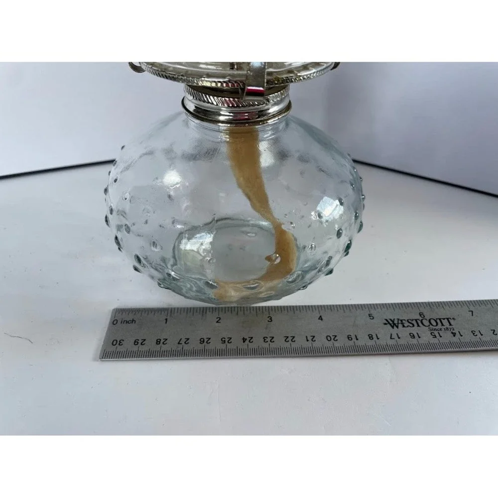 Vintage Lamplight Farms Hobnail Glass Oil Lamp Kerosene Lantern Clear Hurricane